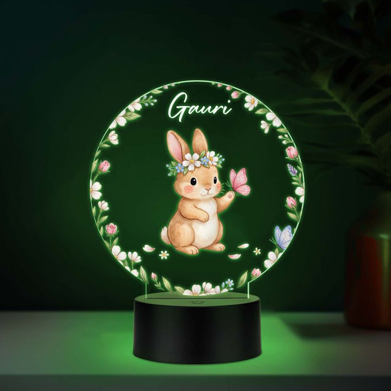 Personalized Bunny UV Print Multicolor 3D LED Night Light – Custom Name